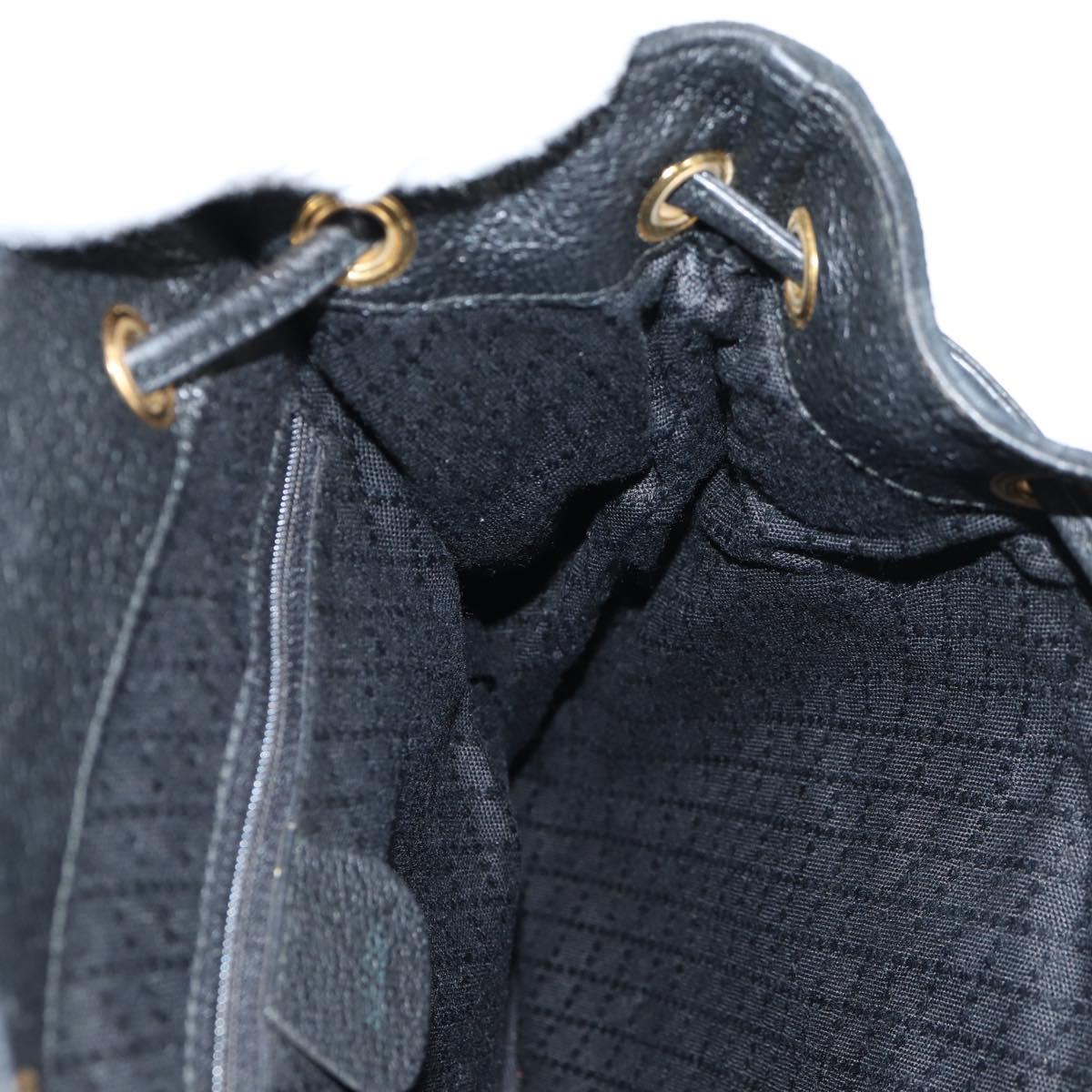 GUCCI Bamboo Backpack Suede Leather Black Gold 003 2058 0016 Auth bs28493