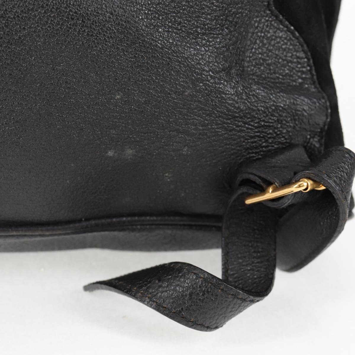 GUCCI Bamboo Backpack Suede Leather Black Gold 003 2058 0016 Auth bs28493