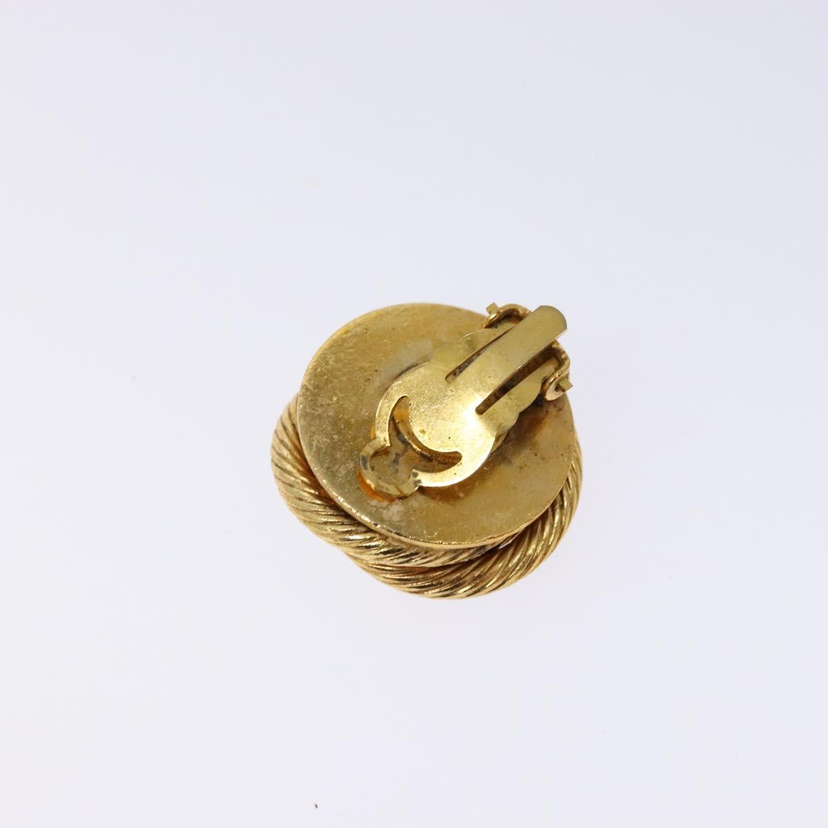 CHANEL Earring Metal Gold CC Auth bs28505