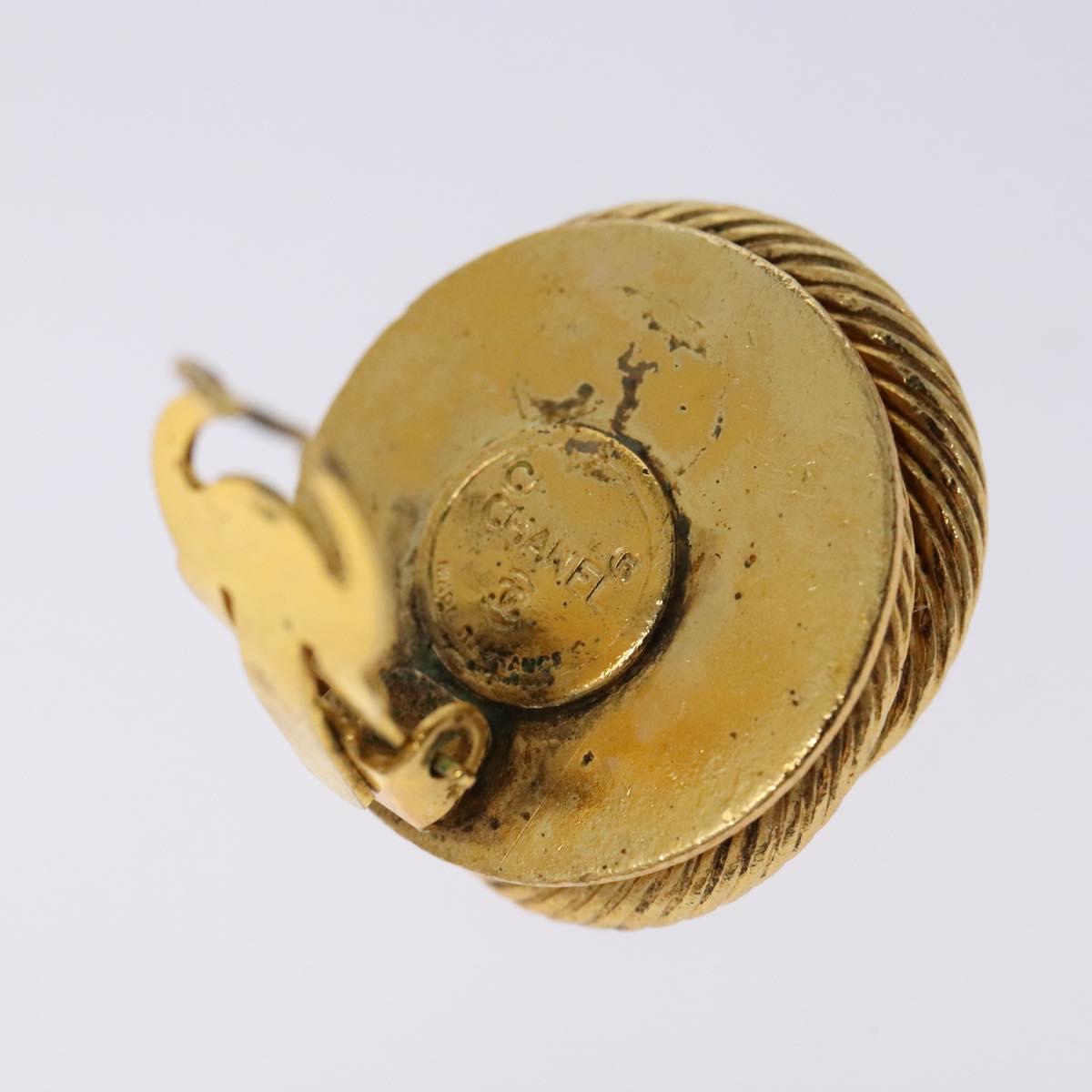 CHANEL Earring Metal Gold CC Auth bs28505