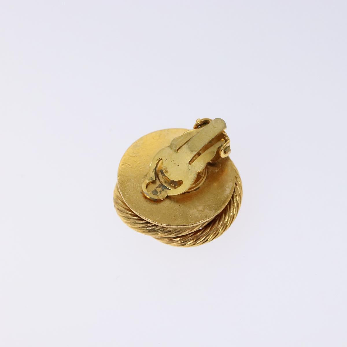 CHANEL Earring Metal Gold CC Auth bs28505