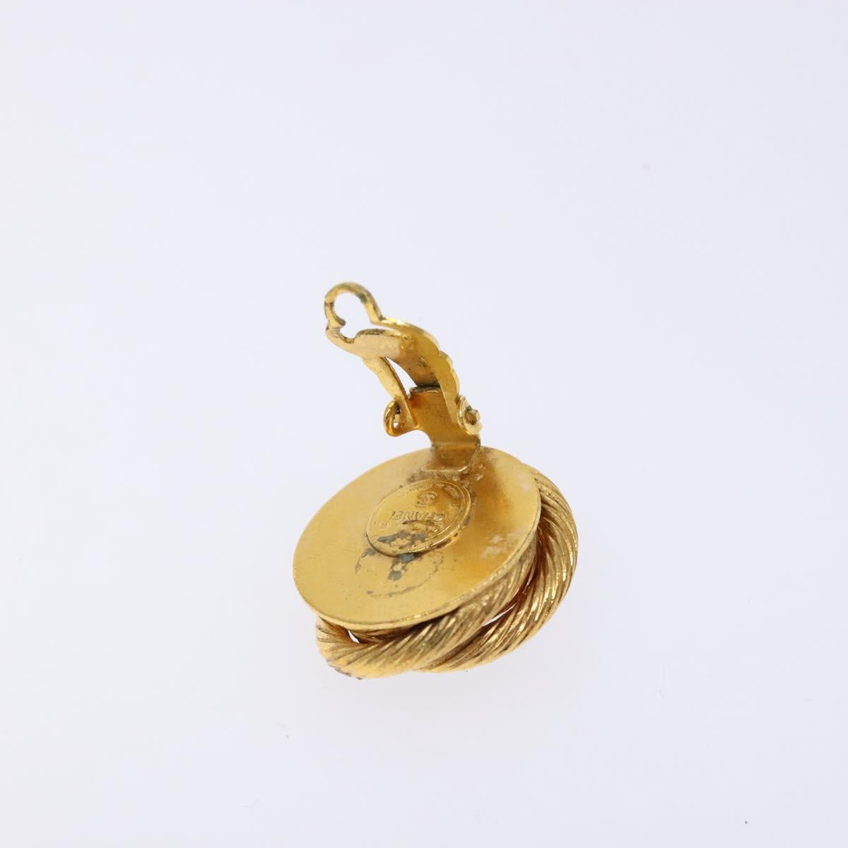 CHANEL Earring Metal Gold CC Auth bs28505