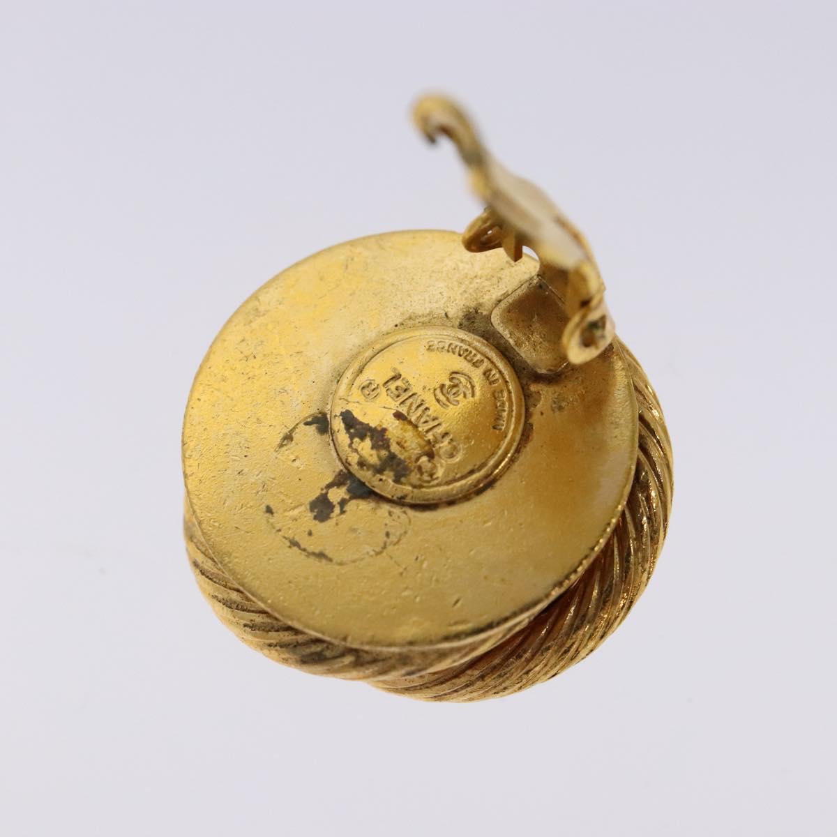 CHANEL Earring Metal Gold CC Auth bs28505