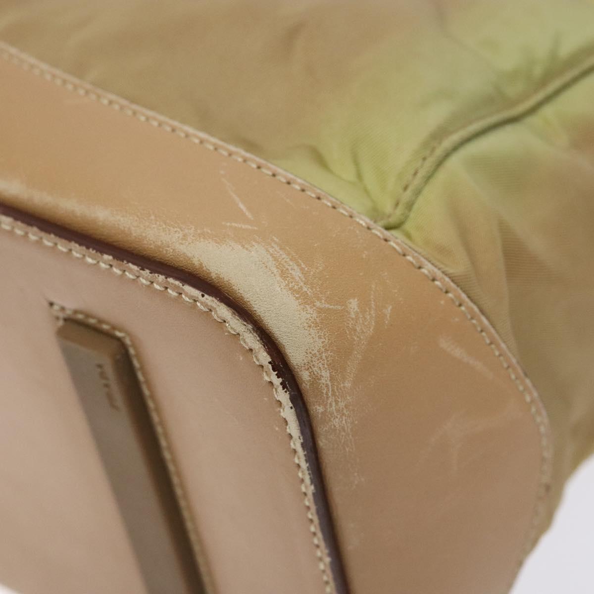 PRADA Hand Bag Nylon Beige Auth bs28510