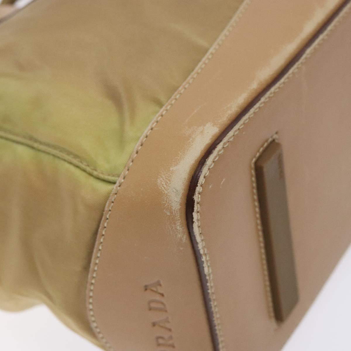 PRADA Hand Bag Nylon Beige Auth bs28510