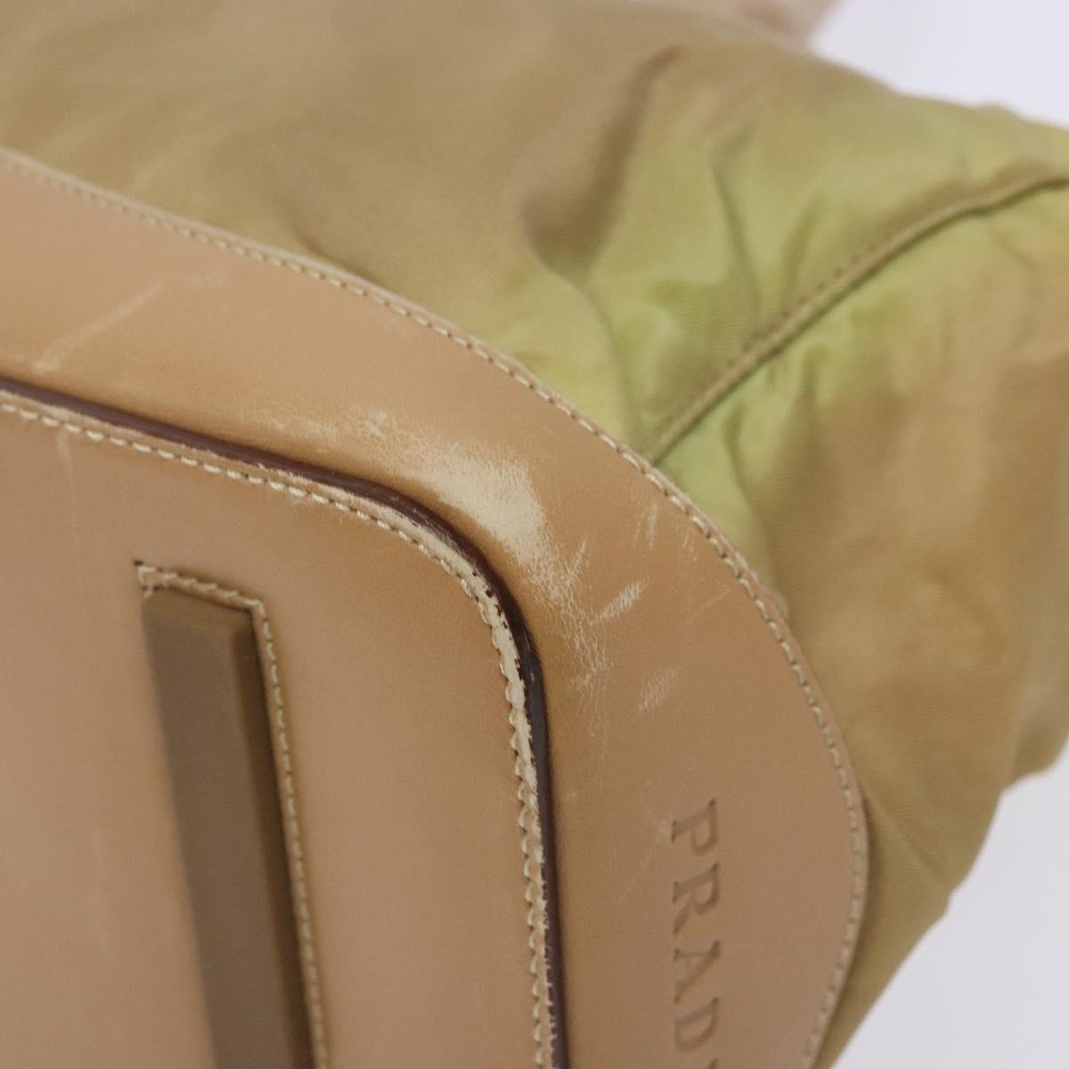 PRADA Hand Bag Nylon Beige Auth bs28510