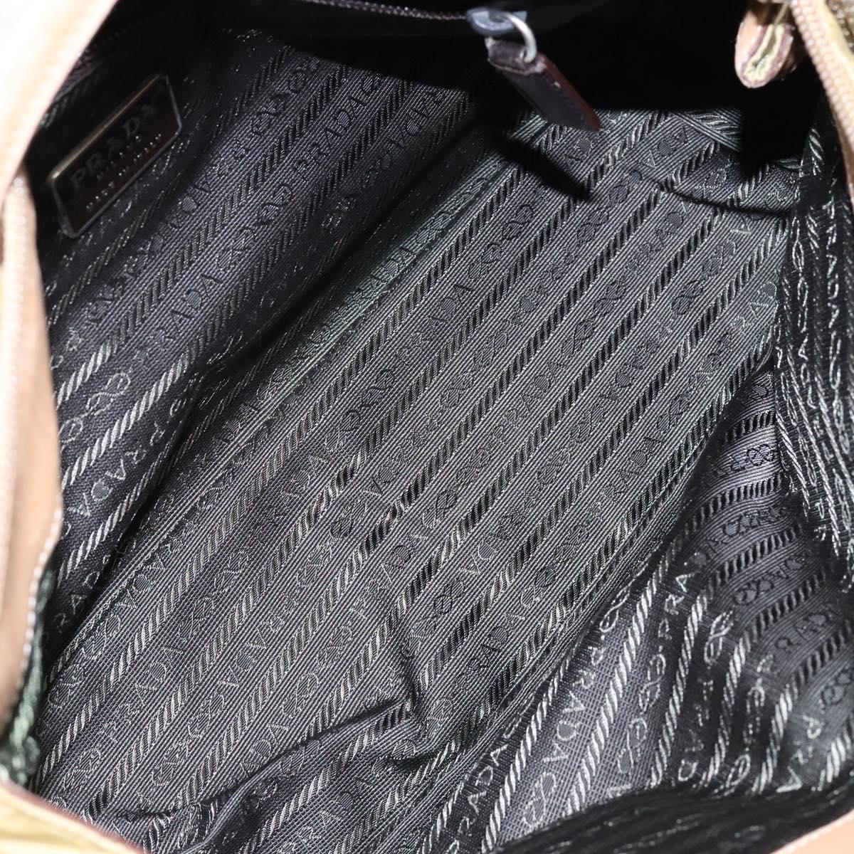 PRADA Hand Bag Nylon Beige Auth bs28510