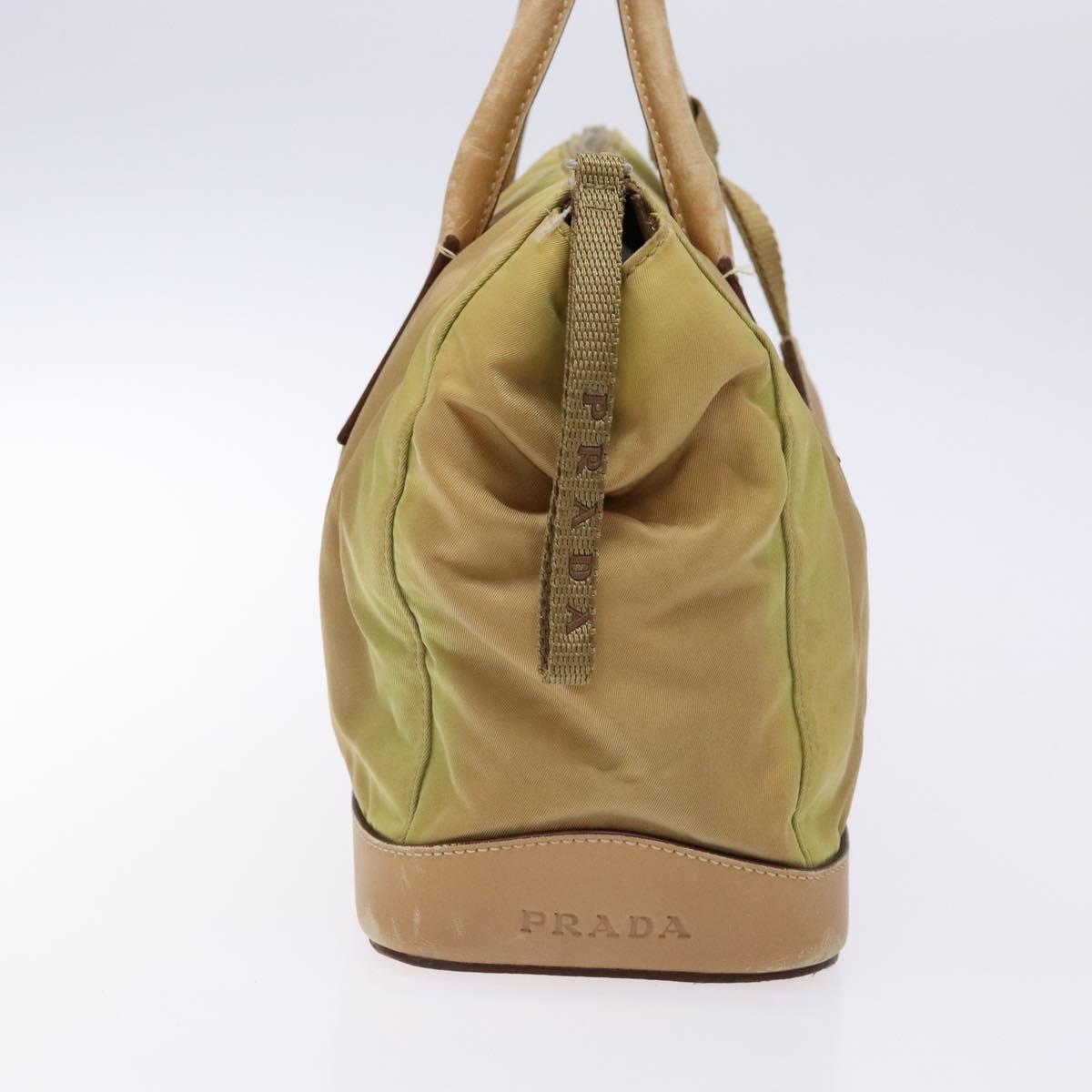 PRADA Hand Bag Nylon Beige Auth bs28510