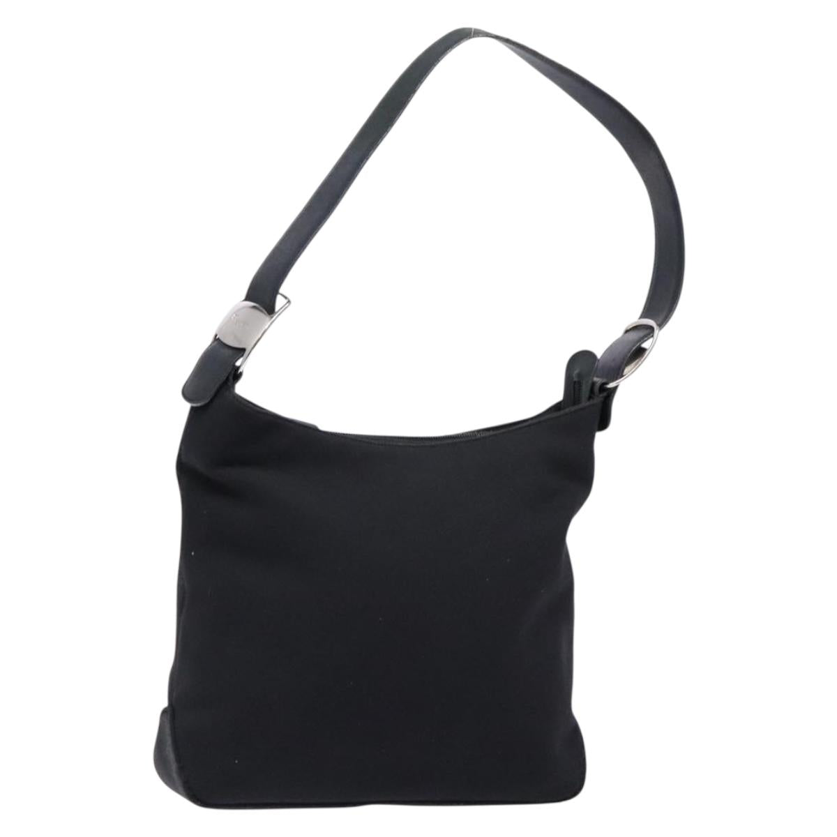 Salvatore Ferragamo Vala Shoulder Bag Canvas Leather Black Silver Auth bs28513