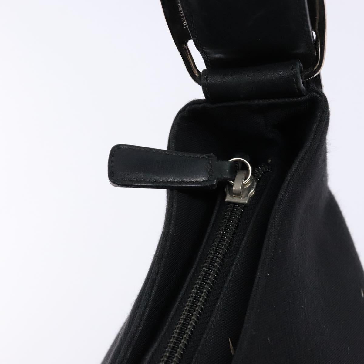 Salvatore Ferragamo Vala Shoulder Bag Canvas Leather Black Silver Auth bs28513