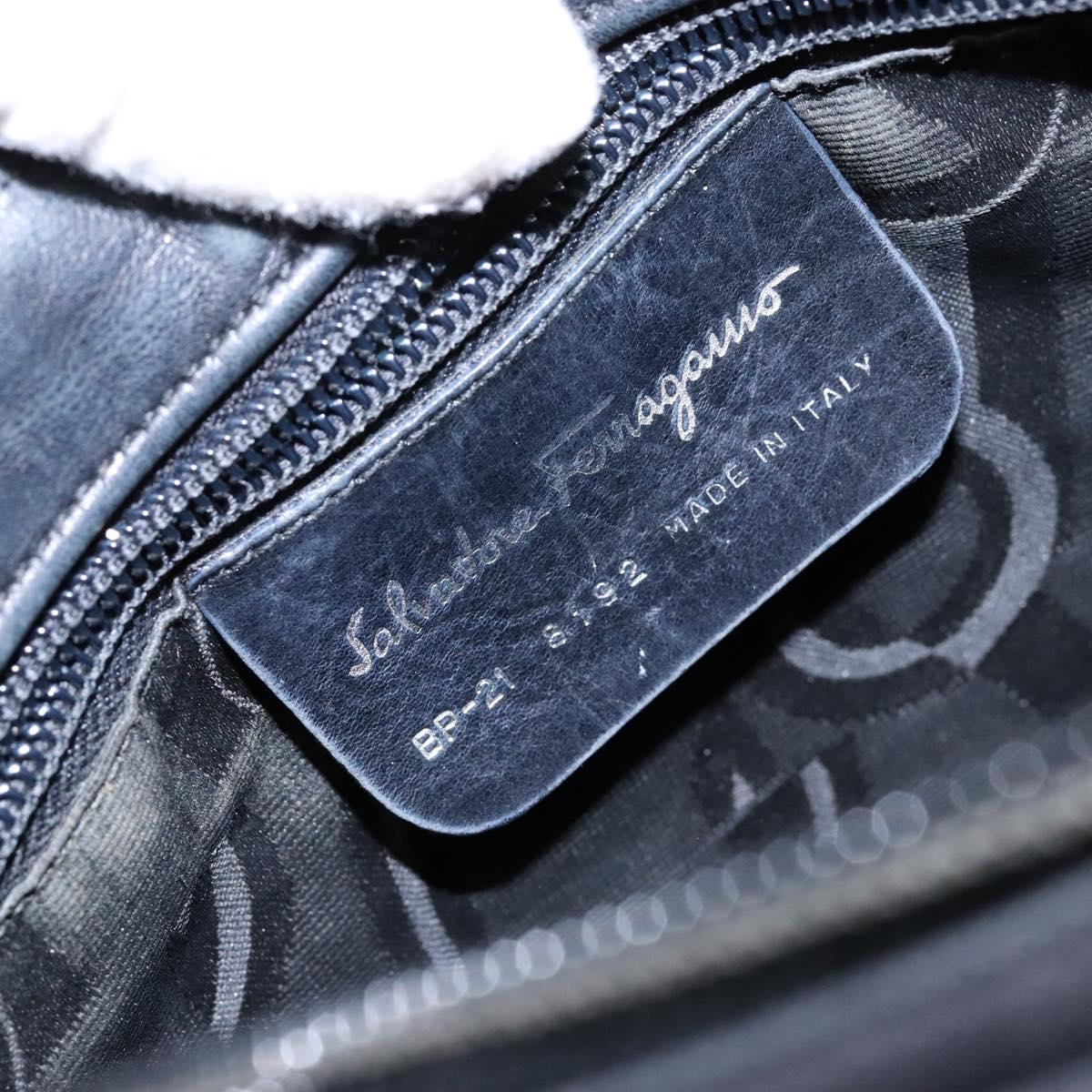 Salvatore Ferragamo Vala Shoulder Bag Canvas Leather Black Silver Auth bs28513