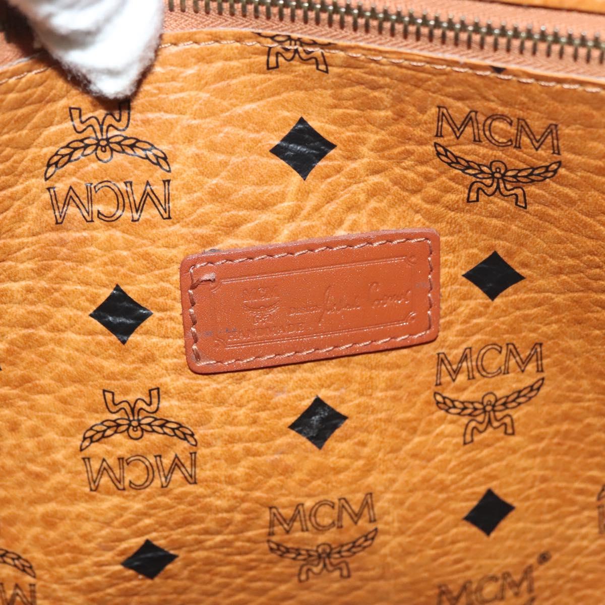 MCM Logogram Vicetos Tote Bag PVC Leather Brown Gold Auth bs28523