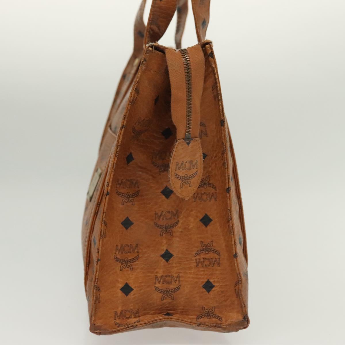 MCM Logogram Vicetos Tote Bag PVC Leather Brown Gold Auth bs28523