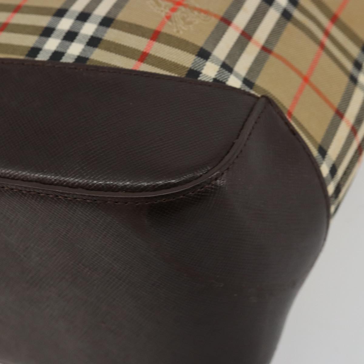 BURBERRY Nova Check Tote Bag Canvas Beige Gold Auth bs28529