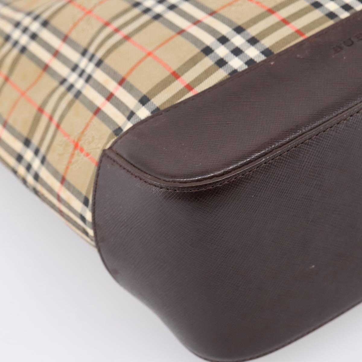 BURBERRY Nova Check Tote Bag Canvas Beige Gold Auth bs28529