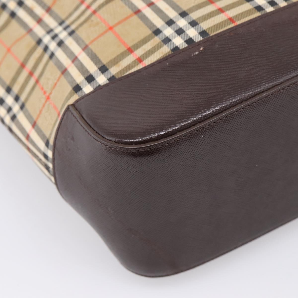 BURBERRY Nova Check Tote Bag Canvas Beige Gold Auth bs28529