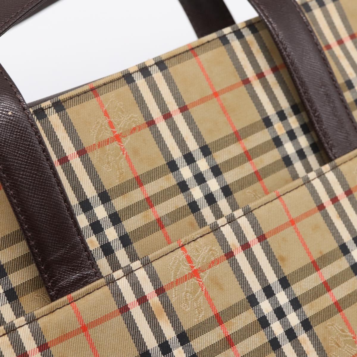BURBERRY Nova Check Tote Bag Canvas Beige Gold Auth bs28529