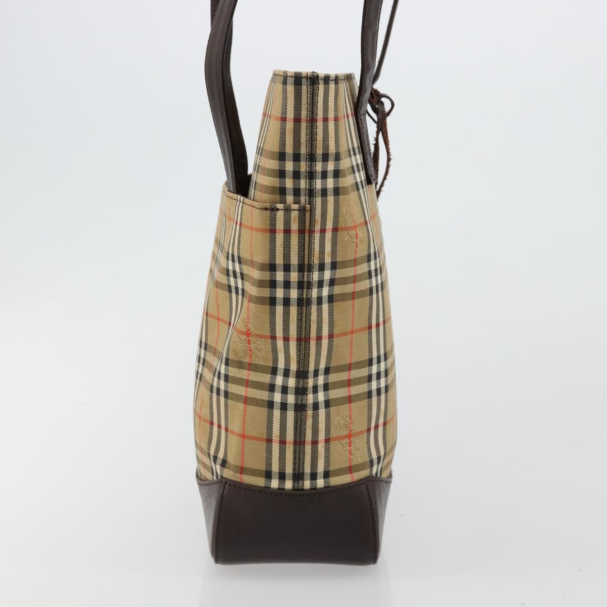 BURBERRY Nova Check Tote Bag Canvas Beige Gold Auth bs28529