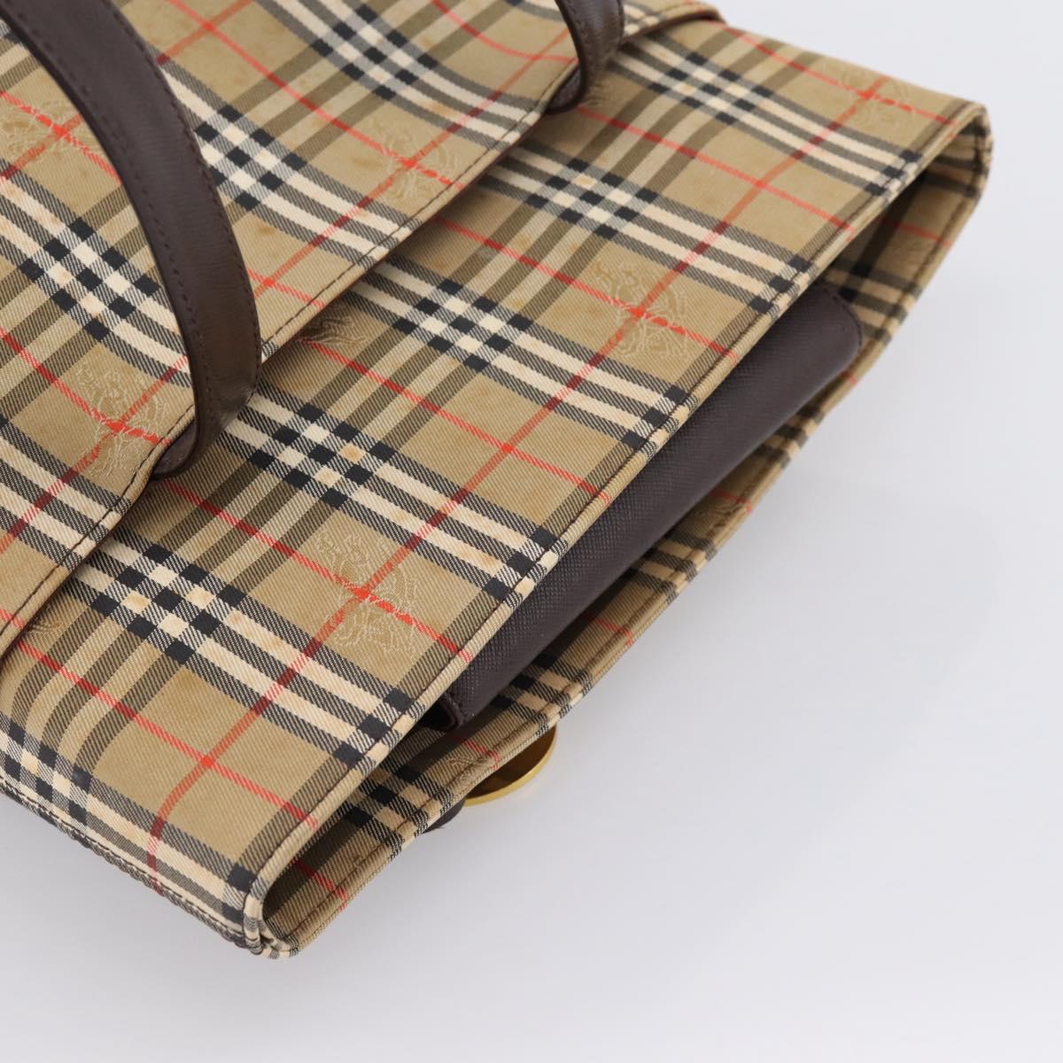 BURBERRY Nova Check Tote Bag Canvas Beige Gold Auth bs28529