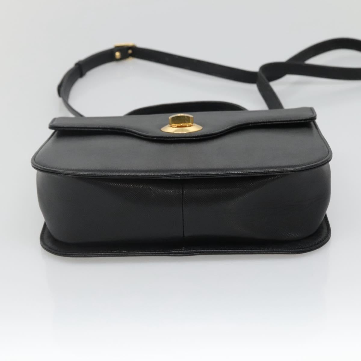 GIVENCHY Hand Bag Leather 2way Black Gold Auth bs28532