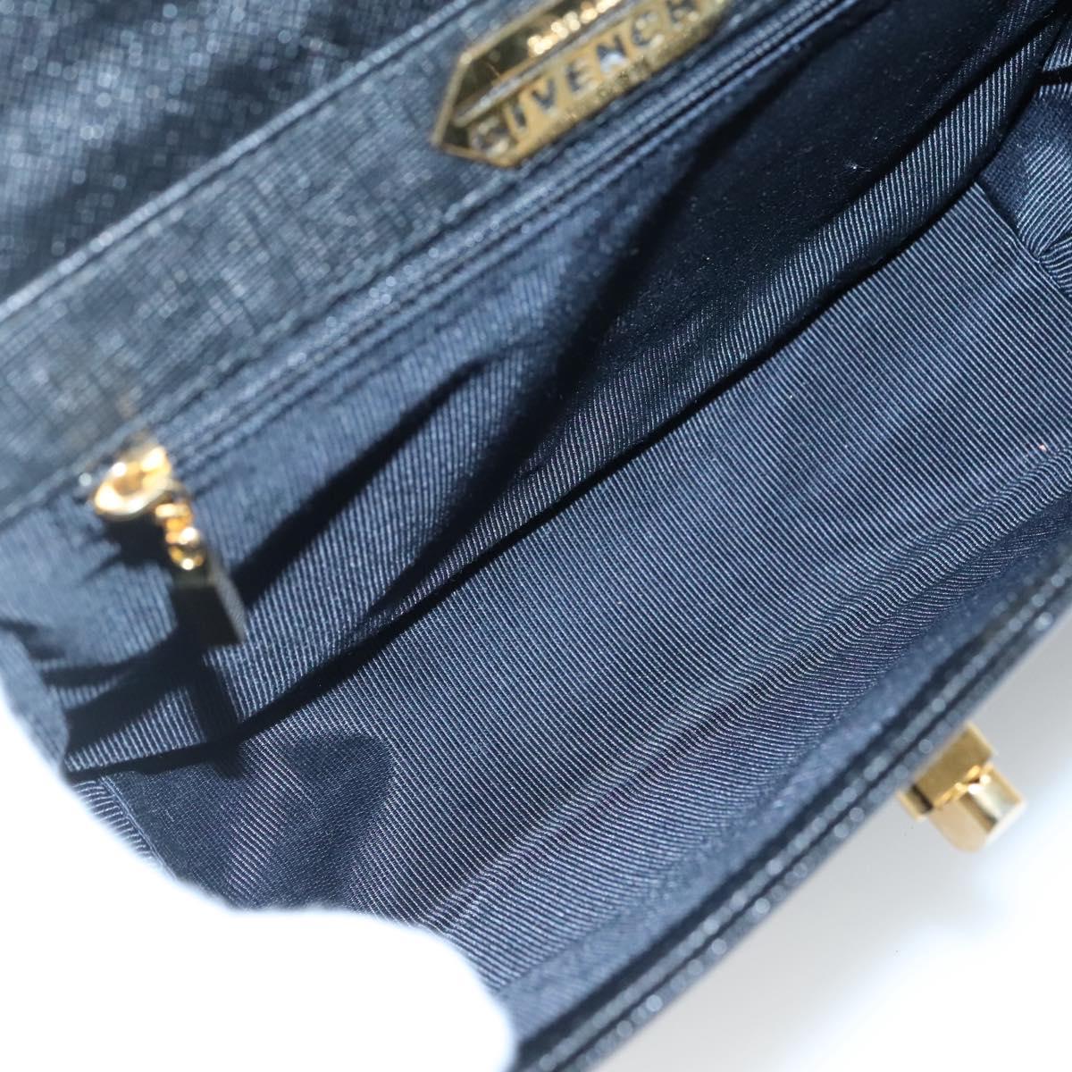 GIVENCHY Hand Bag Leather 2way Black Gold Auth bs28532