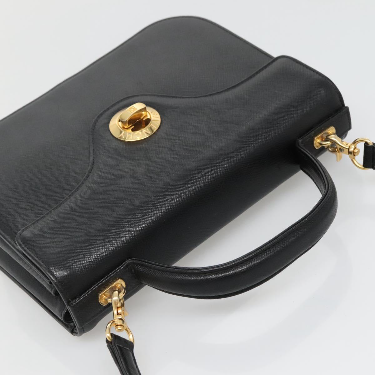 GIVENCHY Hand Bag Leather 2way Black Gold Auth bs28532