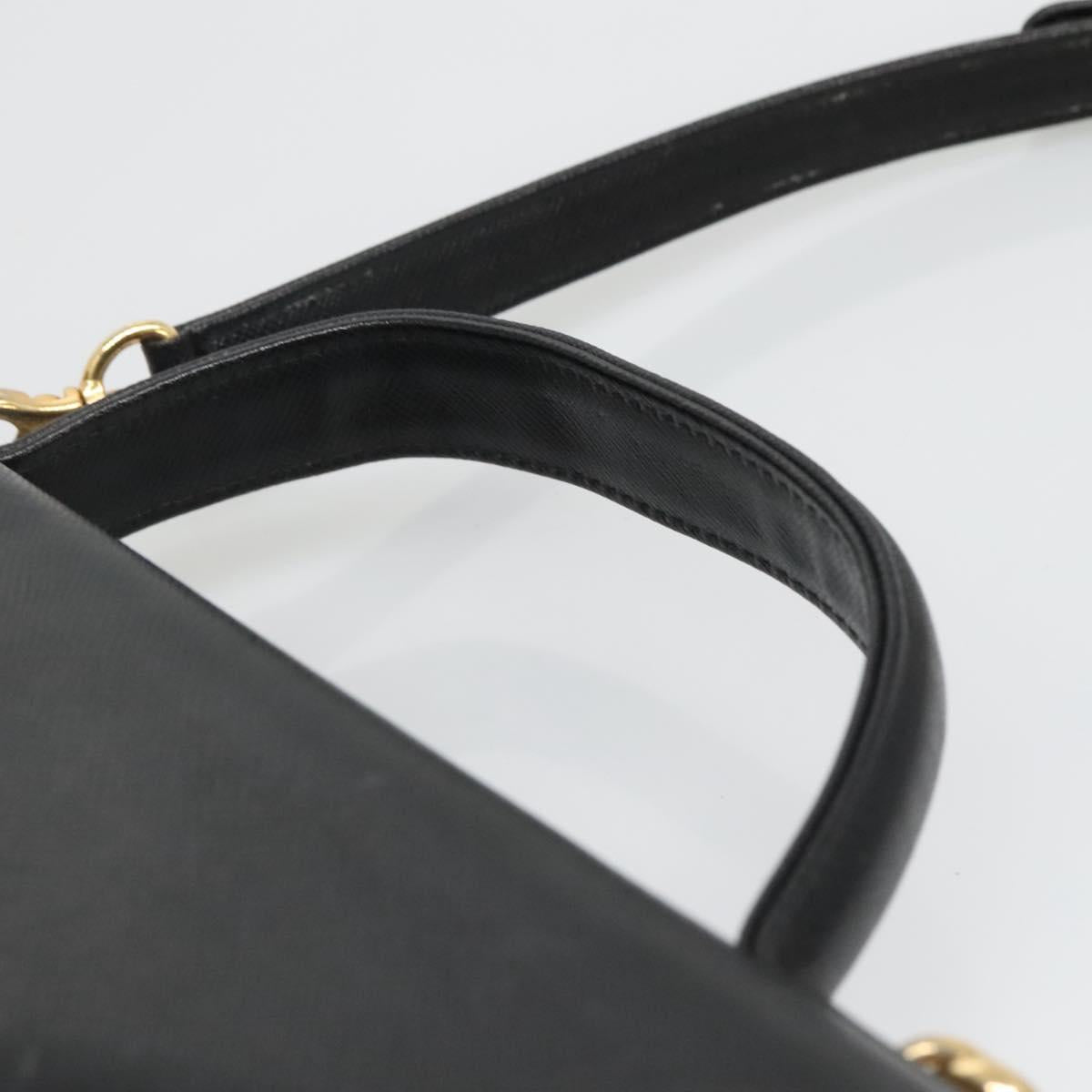 GIVENCHY Hand Bag Leather 2way Black Gold Auth bs28532