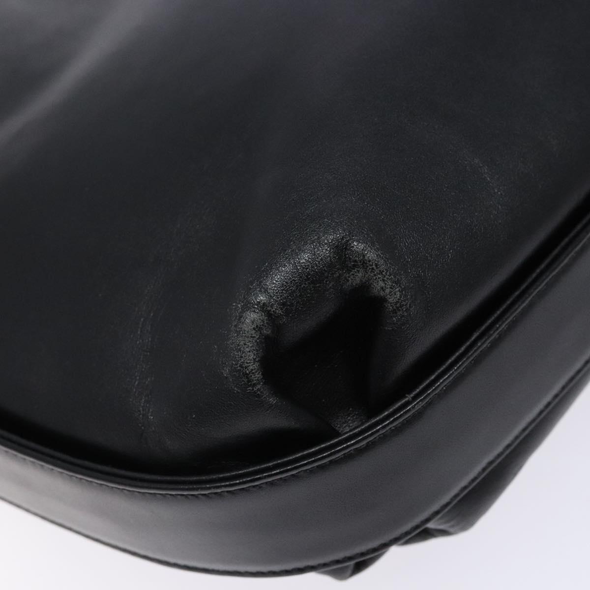 GIVENCHY Shoulder Bag Leather Black Gold Auth bs28533
