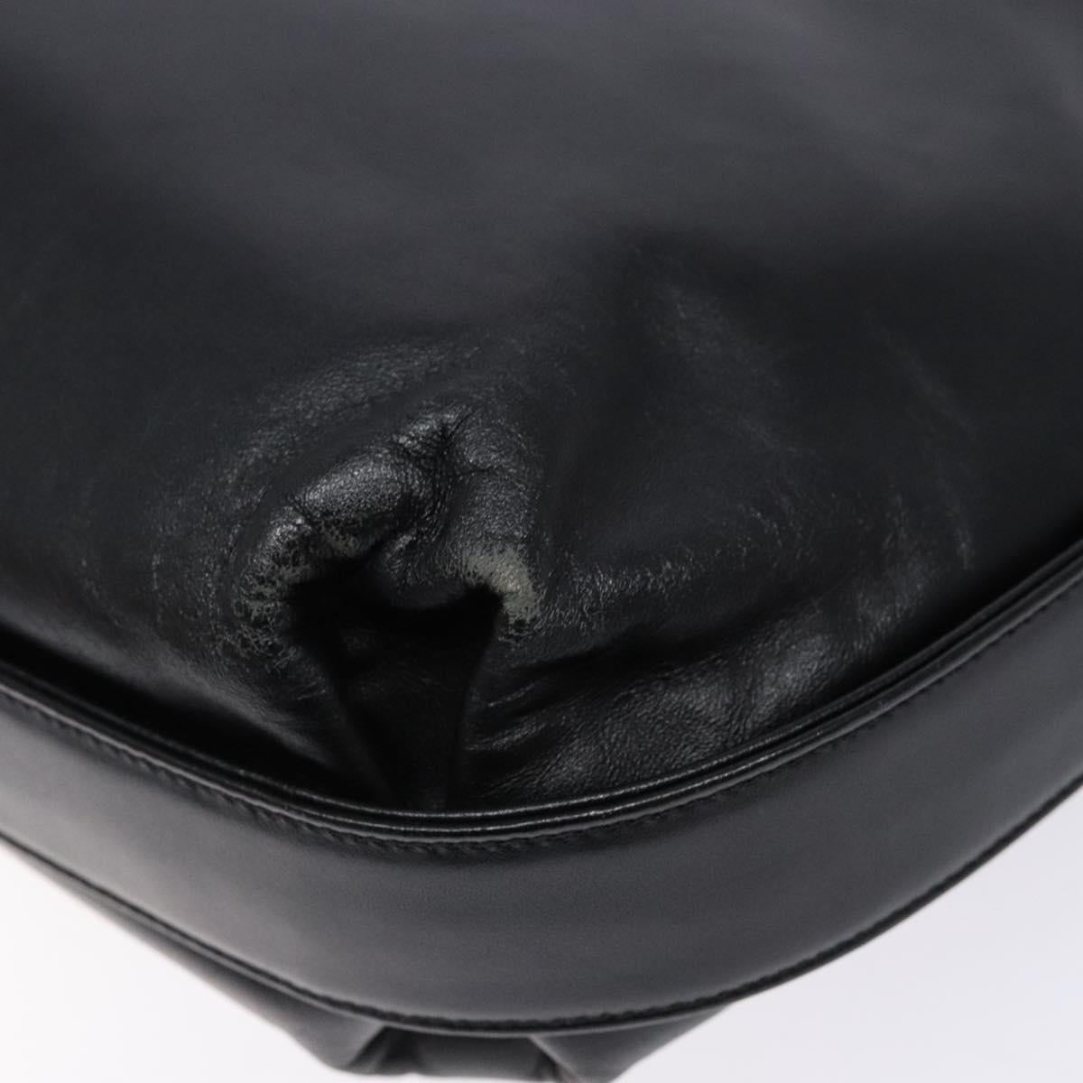 GIVENCHY Shoulder Bag Leather Black Gold Auth bs28533