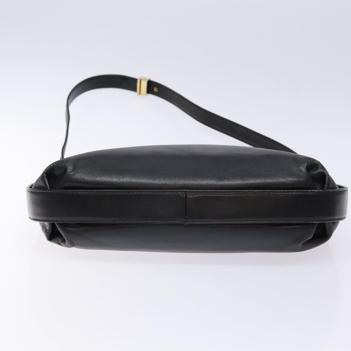 GIVENCHY Shoulder Bag Leather Black Gold Auth bs28533