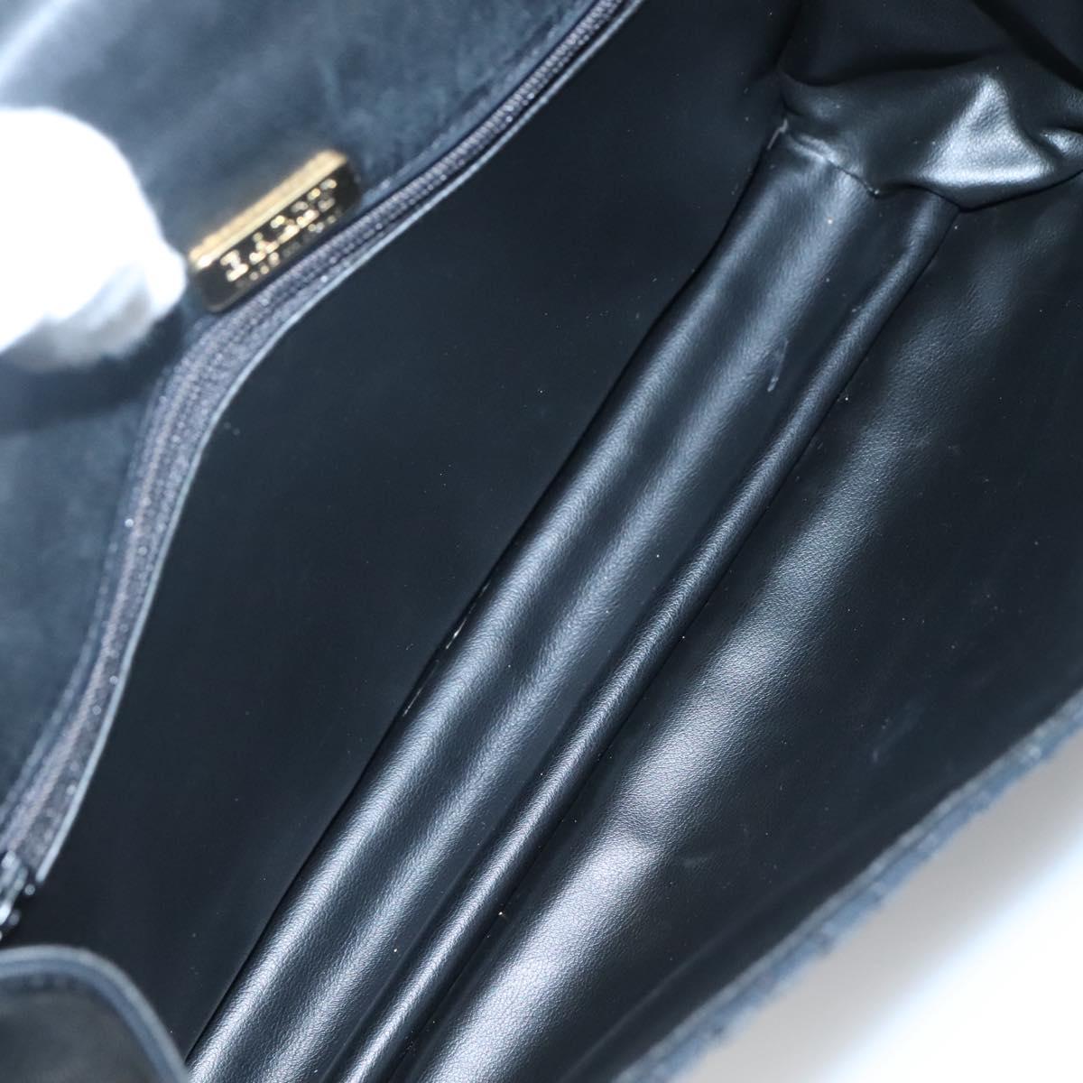 BALLY Hand Bag Leather Black Gold Auth bs28536