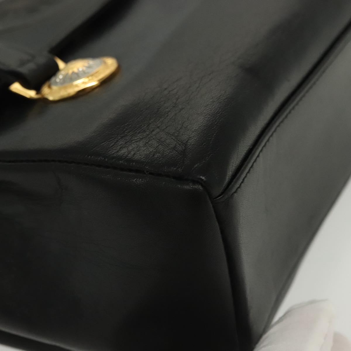 Gianni Versace Shoulder Bag Leather Black Gold Auth bs28537