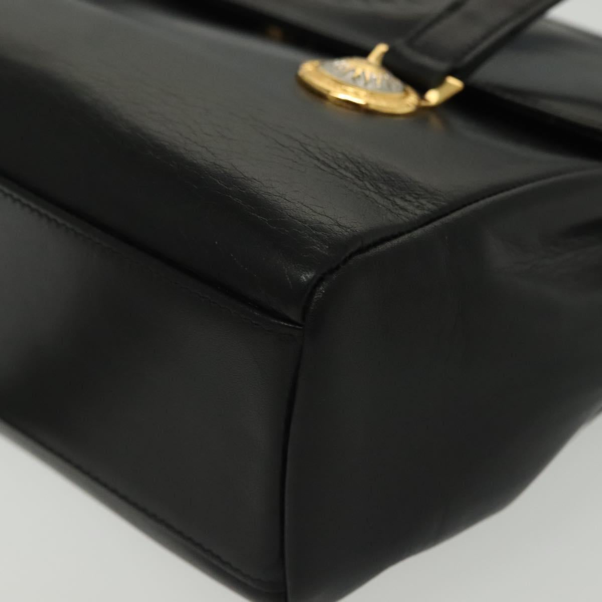 Gianni Versace Shoulder Bag Leather Black Gold Auth bs28537
