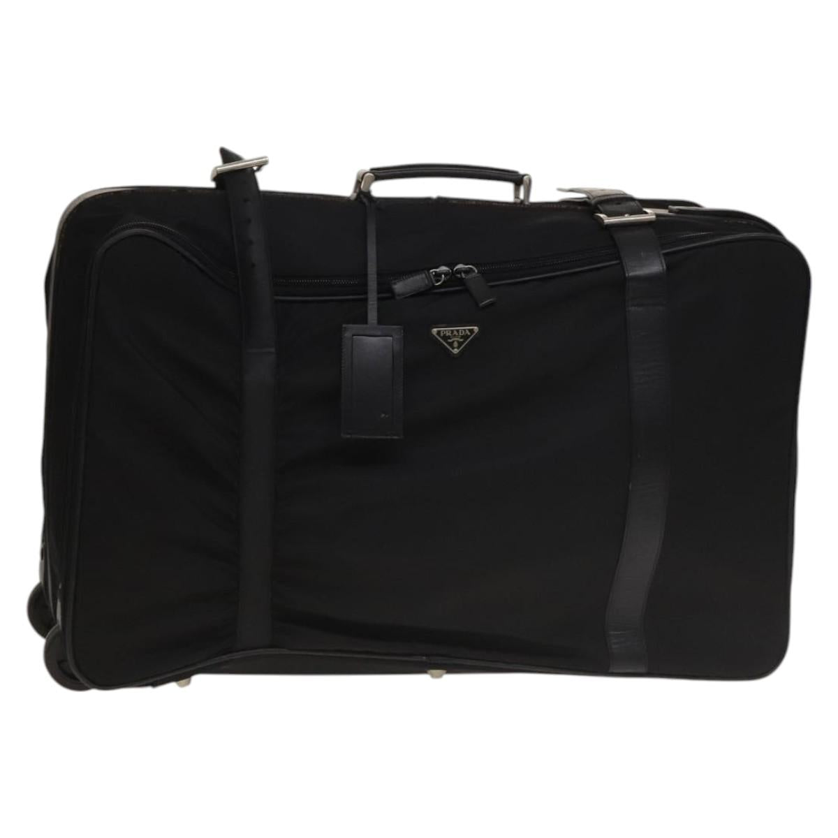 PRADA Suitcase Nylon Black Silver Auth bs28547