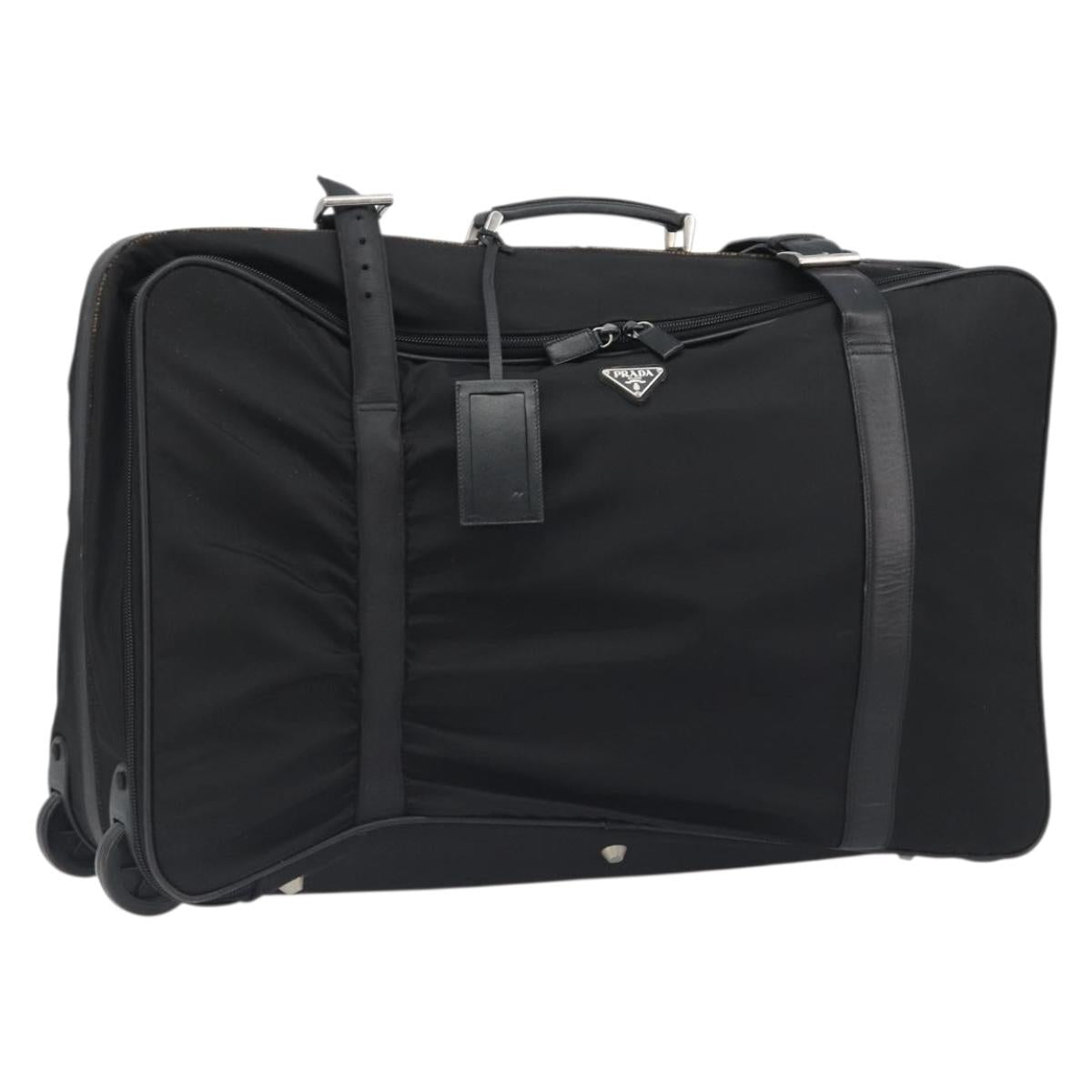 PRADA Suitcase Nylon Black Silver Auth bs28547