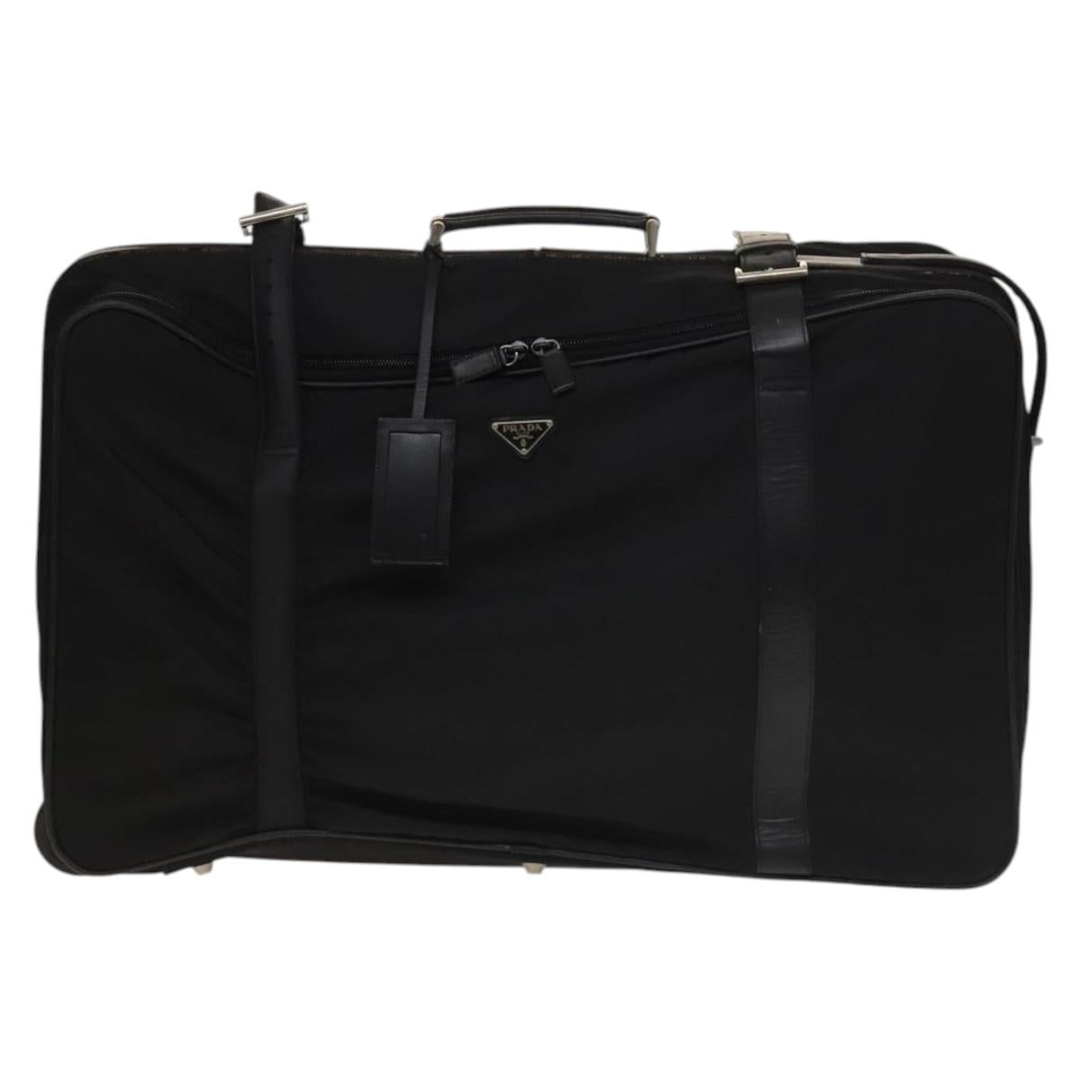 PRADA Suitcase Nylon Black Silver Auth bs28547