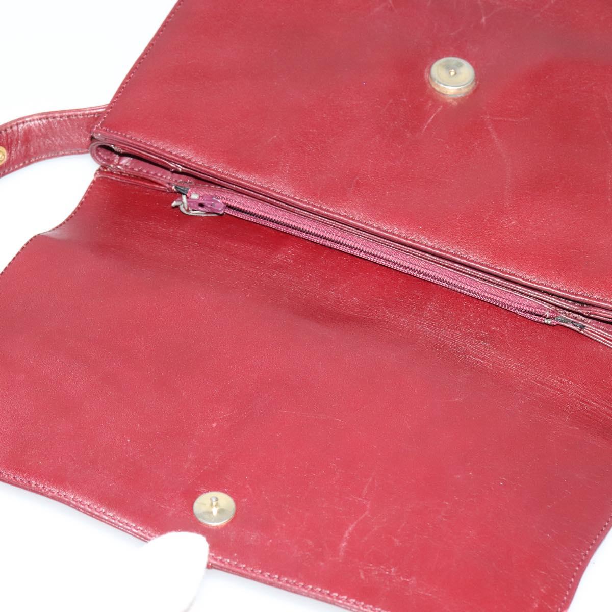 GIVENCHY Shoulder Bag Leather Bordeaux Auth bs28548
