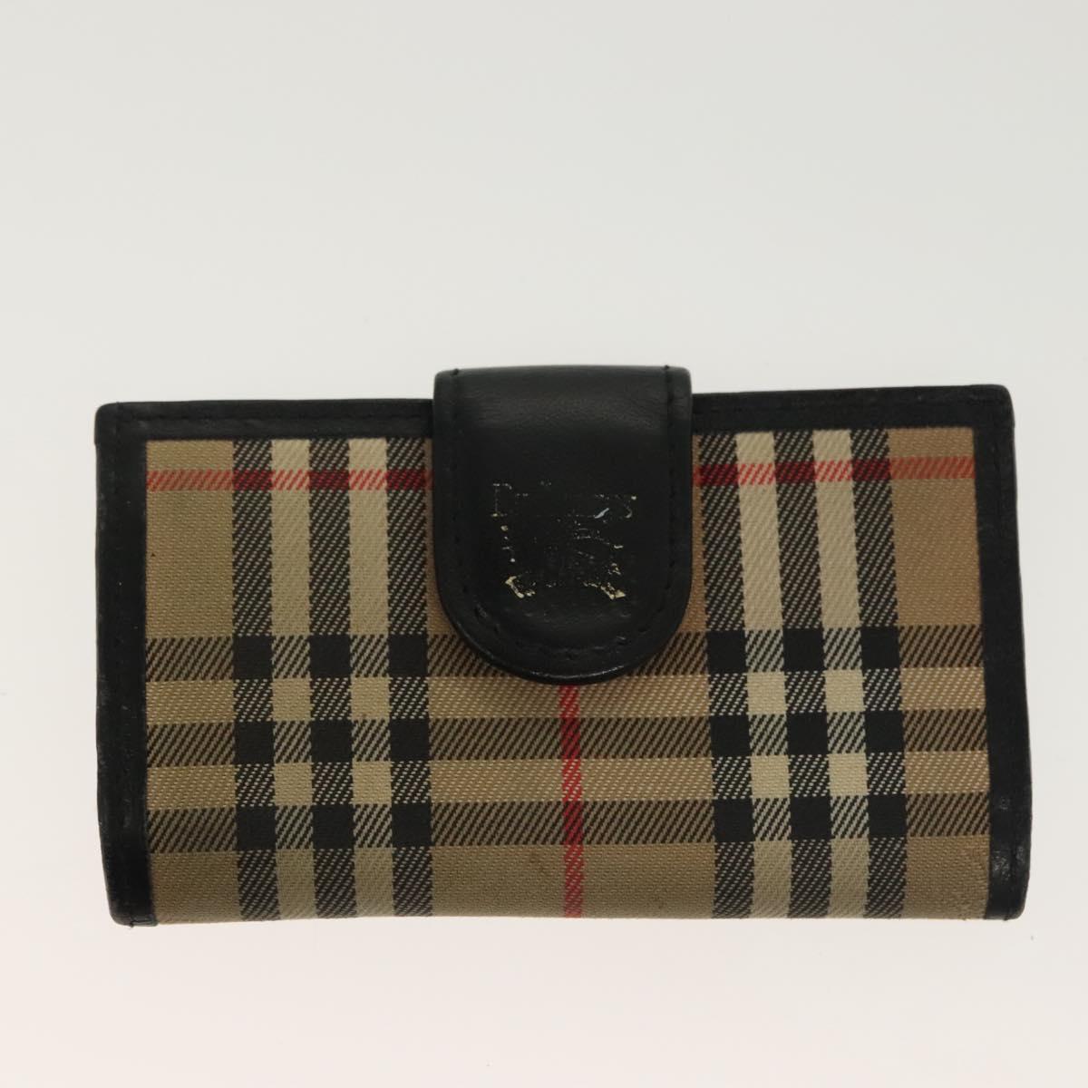 BURBERRY Key Case Canvas Leather 3Set Green Beige Auth bs28555