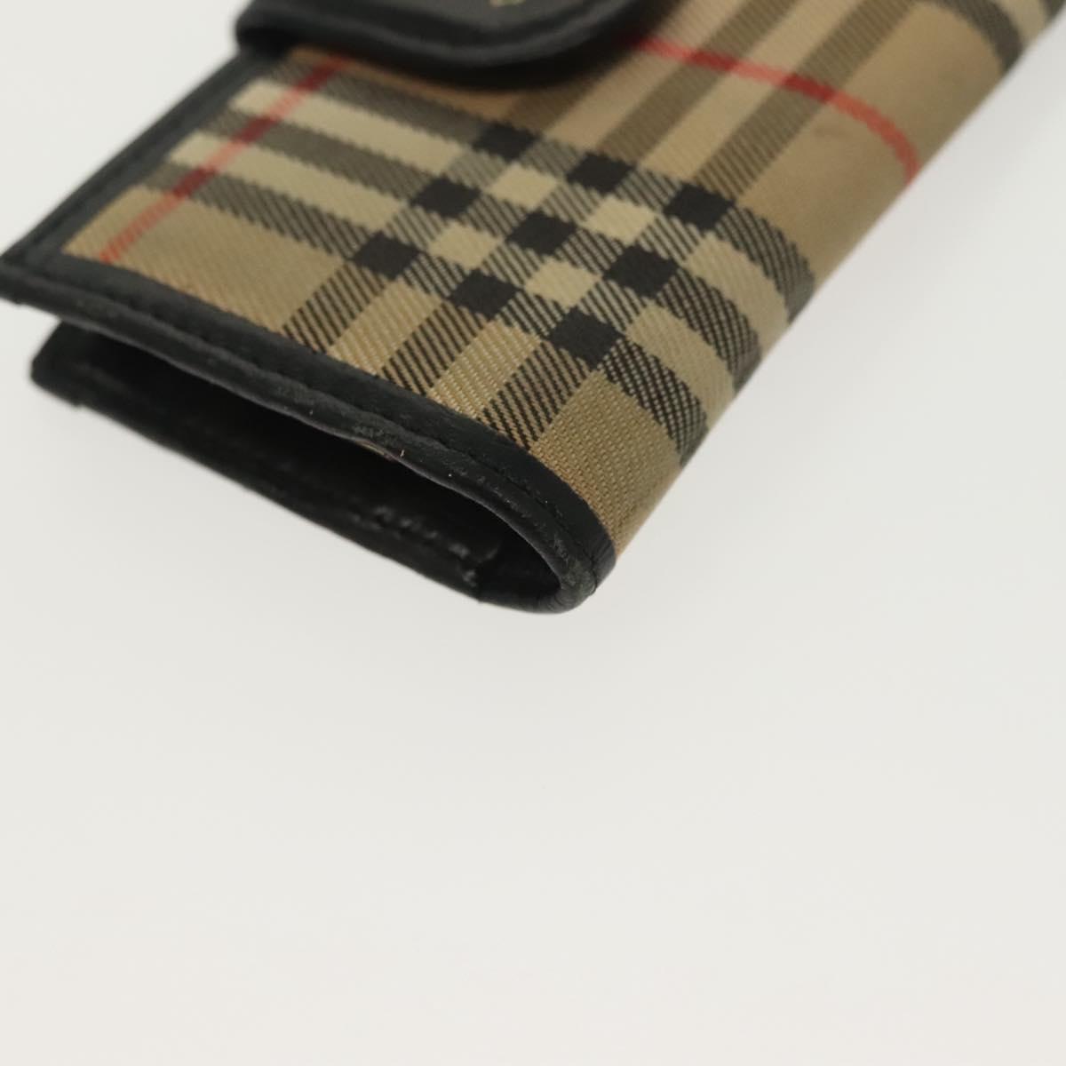 BURBERRY Key Case Canvas Leather 3Set Green Beige Auth bs28555