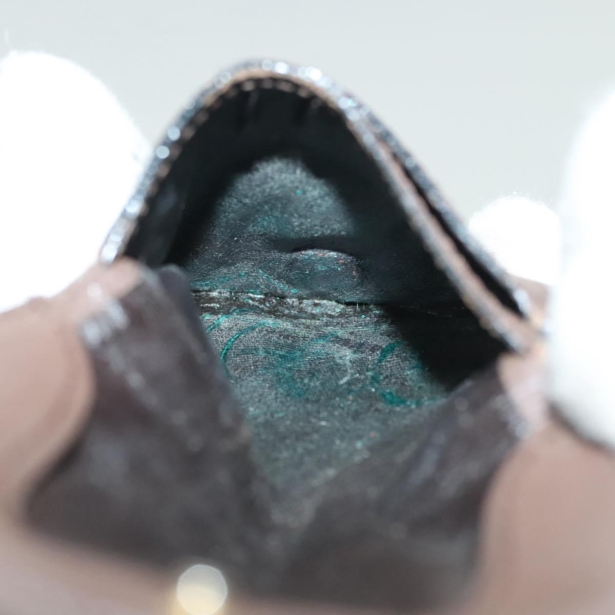 BURBERRY Key Case Canvas Leather 3Set Green Beige Auth bs28555