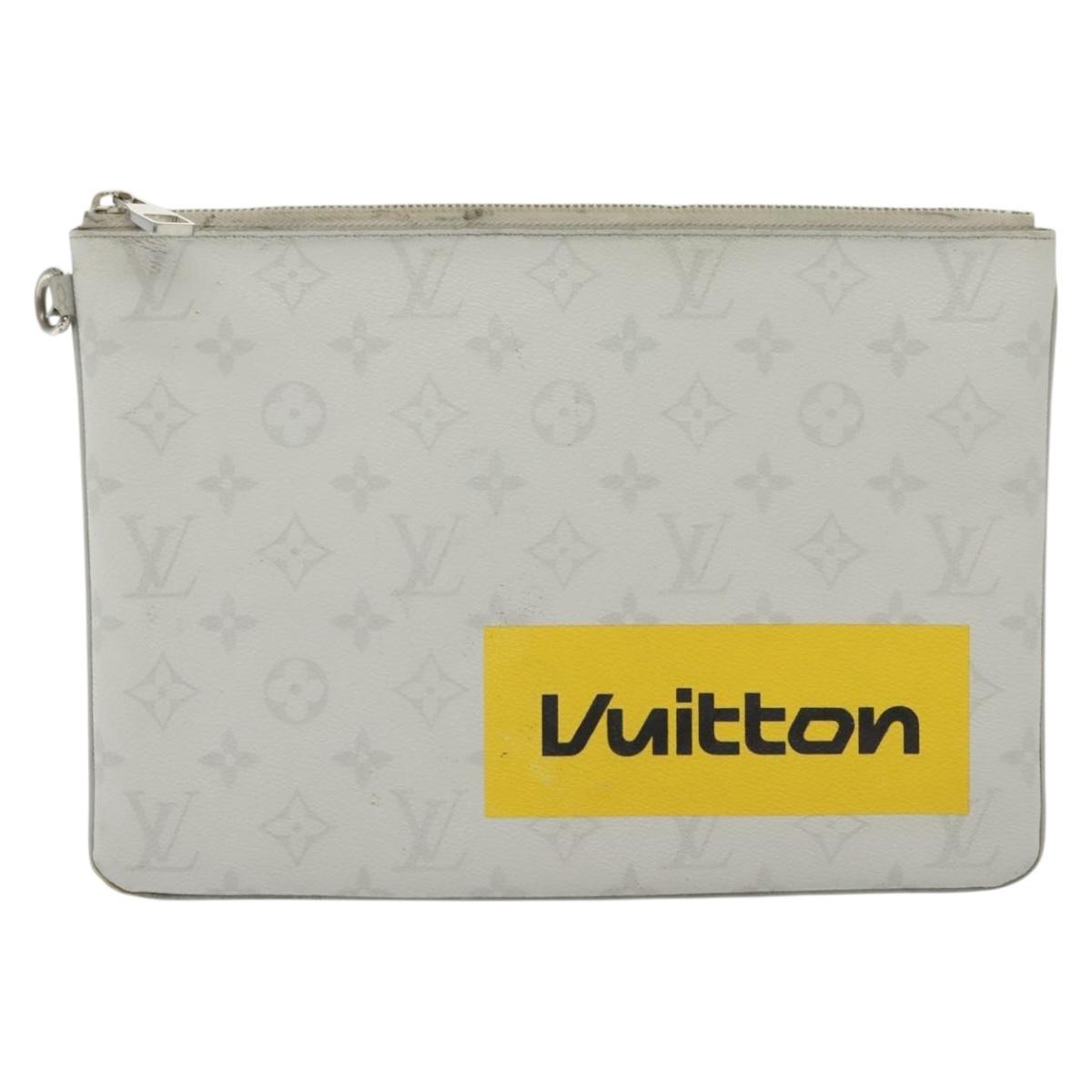 LOUIS VUITTON Monogram White Zipped Pouch GM Clutch Bag M68310 LV Auth bs28559