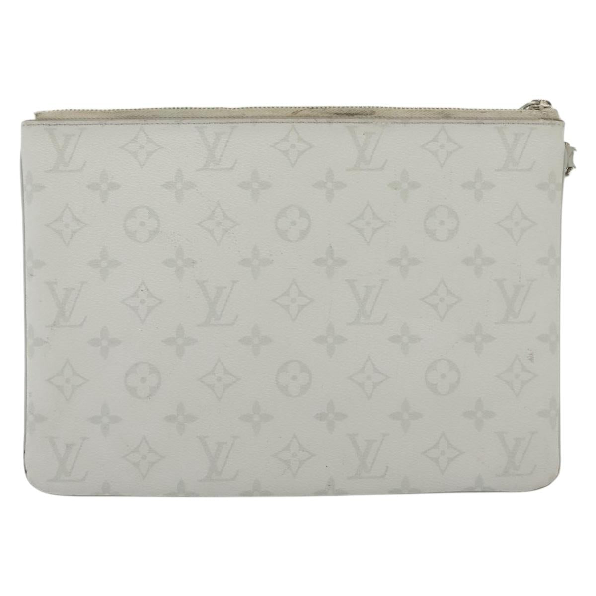 LOUIS VUITTON Monogram White Zipped Pouch GM Clutch Bag M68310 LV Auth bs28559