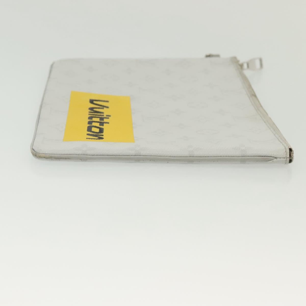 LOUIS VUITTON Monogram White Zipped Pouch GM Clutch Bag M68310 LV Auth bs28559