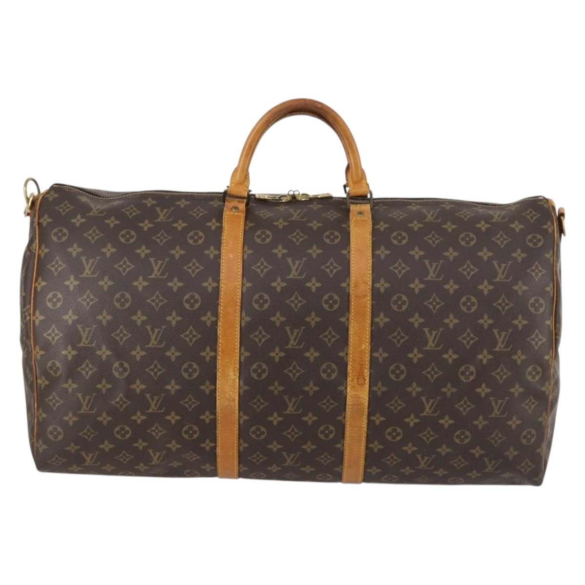 LOUIS VUITTON Monogram Keepall Bandouliere 60 Boston Bag M41412 LV Auth bs28590