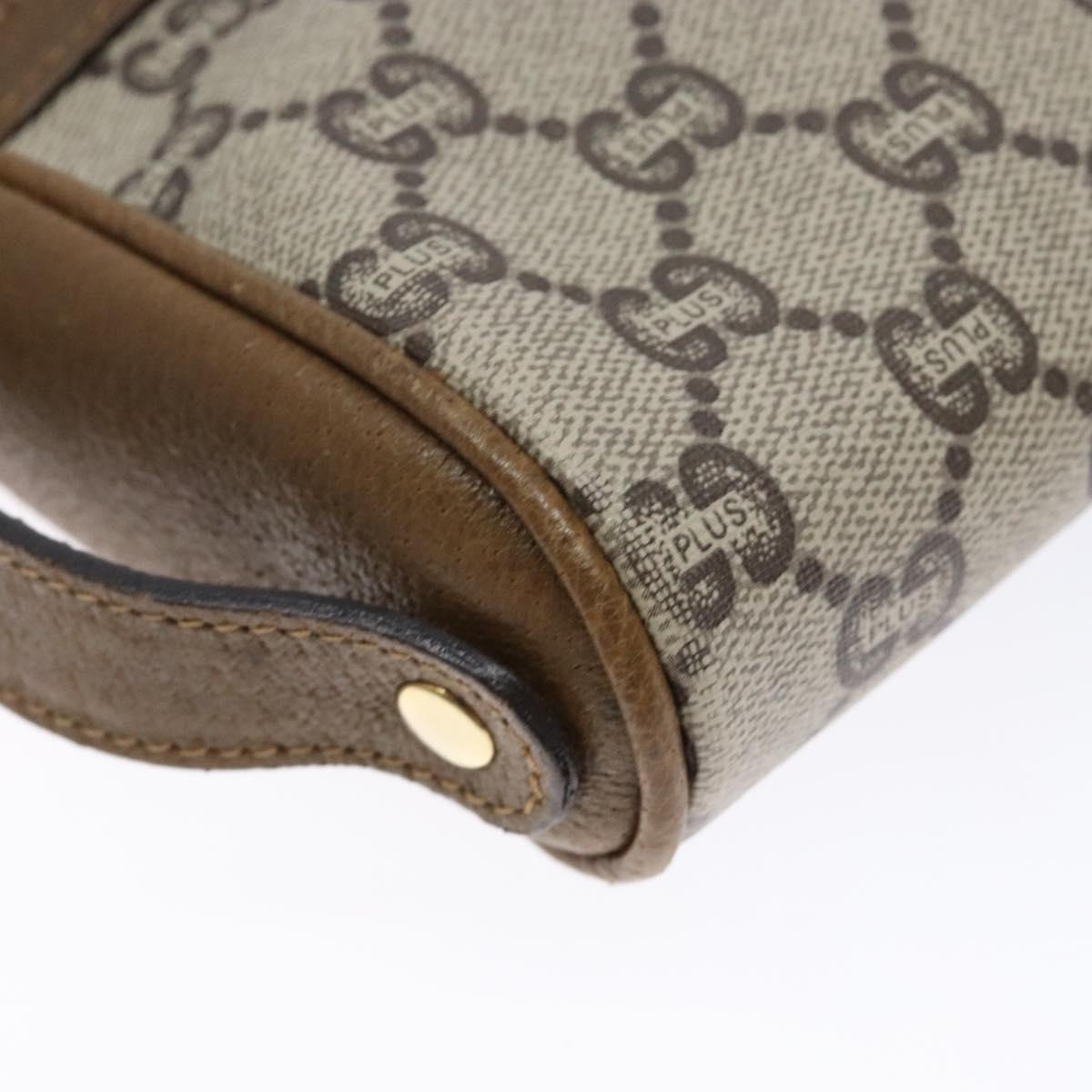 GUCCI GG Plus Supreme Clutch Bag PVC Beige Gold Auth bs28629