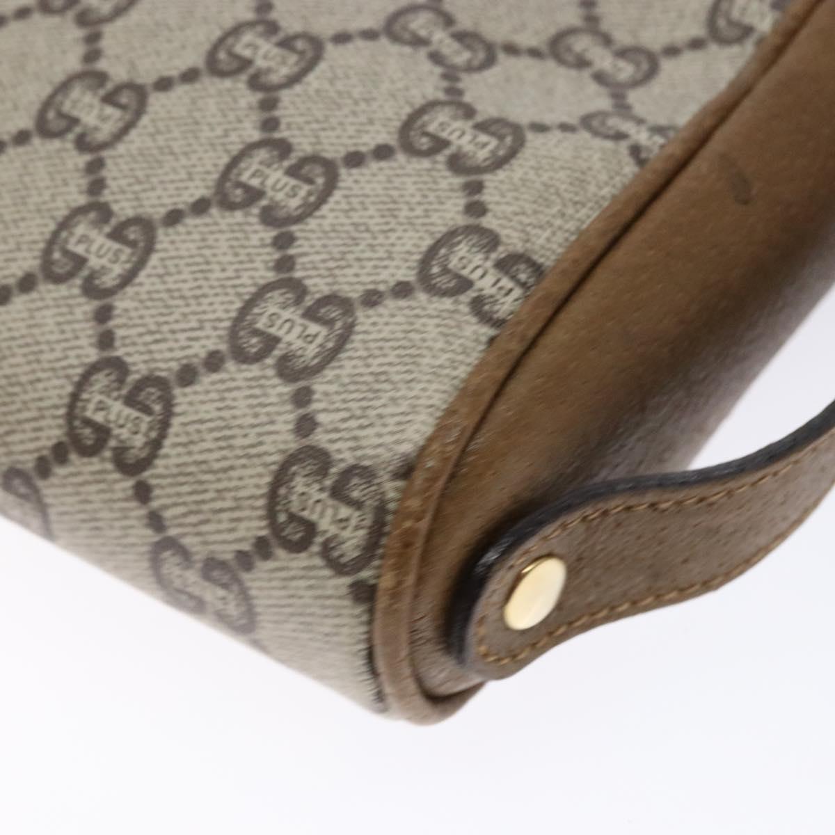 GUCCI GG Plus Supreme Clutch Bag PVC Beige Gold Auth bs28629