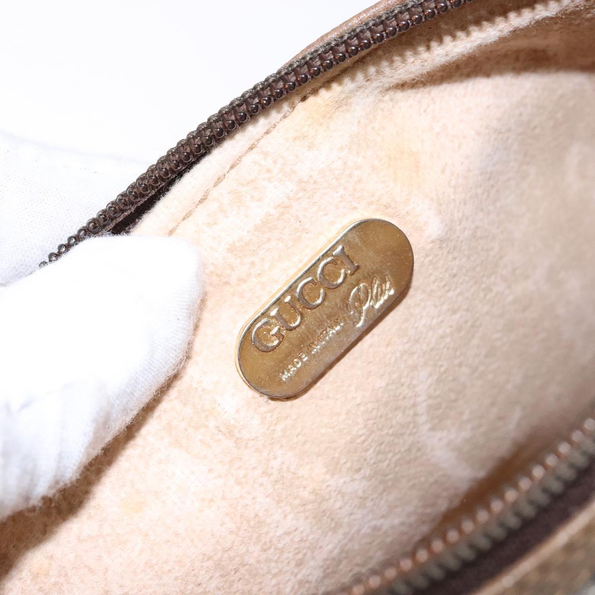GUCCI GG Plus Supreme Clutch Bag PVC Beige Gold Auth bs28629