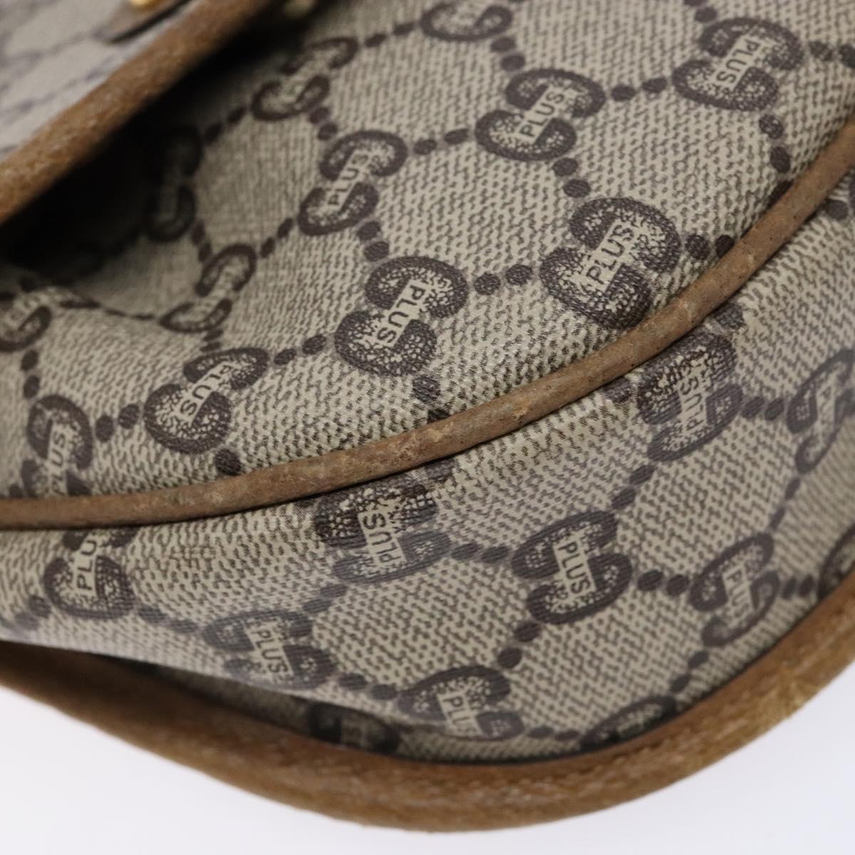 GUCCI GG Plus Supreme Shoulder Bag PVC Beige Gold Auth bs28630