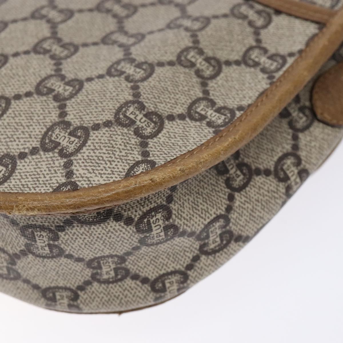 GUCCI GG Plus Supreme Shoulder Bag PVC Beige Gold Auth bs28630