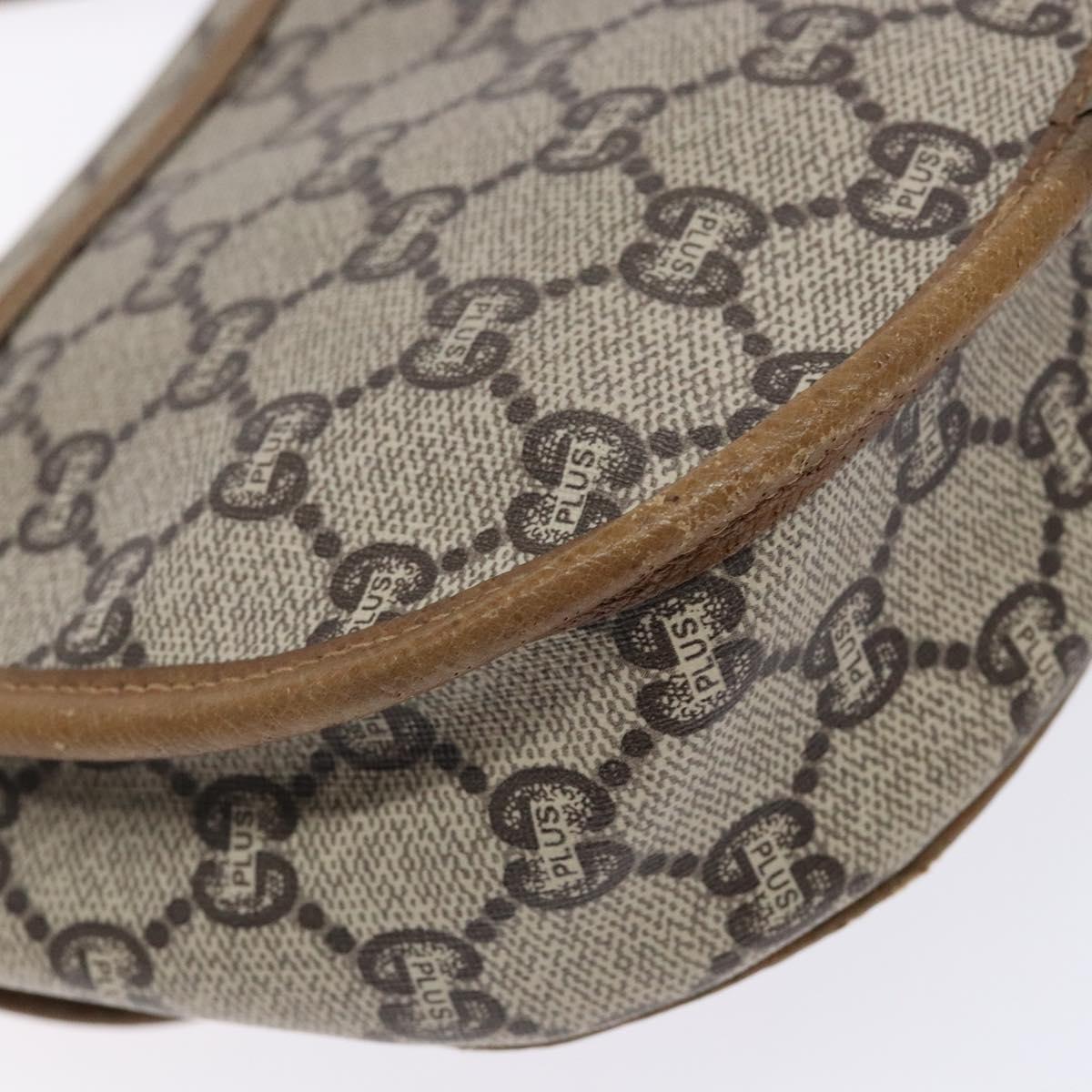 GUCCI GG Plus Supreme Shoulder Bag PVC Beige Gold Auth bs28630